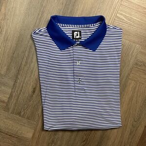 FootJoy Striped Golf Tennis Polo Performance Shirt Mens XXL Royal Blue White
